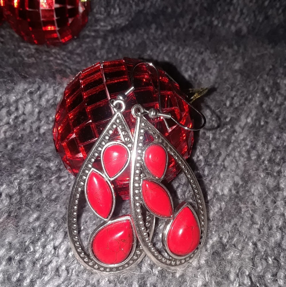 Rock 47 by Wrangler Red Teardrop Earrings
